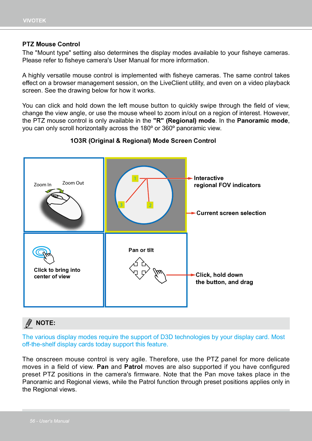 Vivotek ND8301 user manual PTZ Mouse Control 