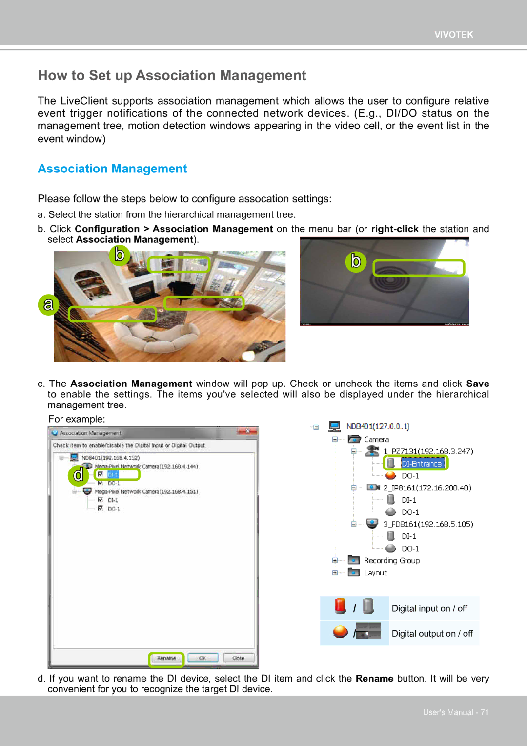 Vivotek ND8301 user manual How to Set up Association Management 