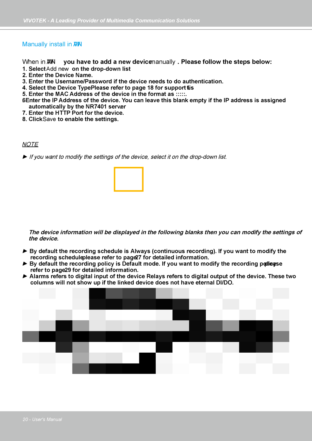 Vivotek NR7401 manual Manually install in WAN 