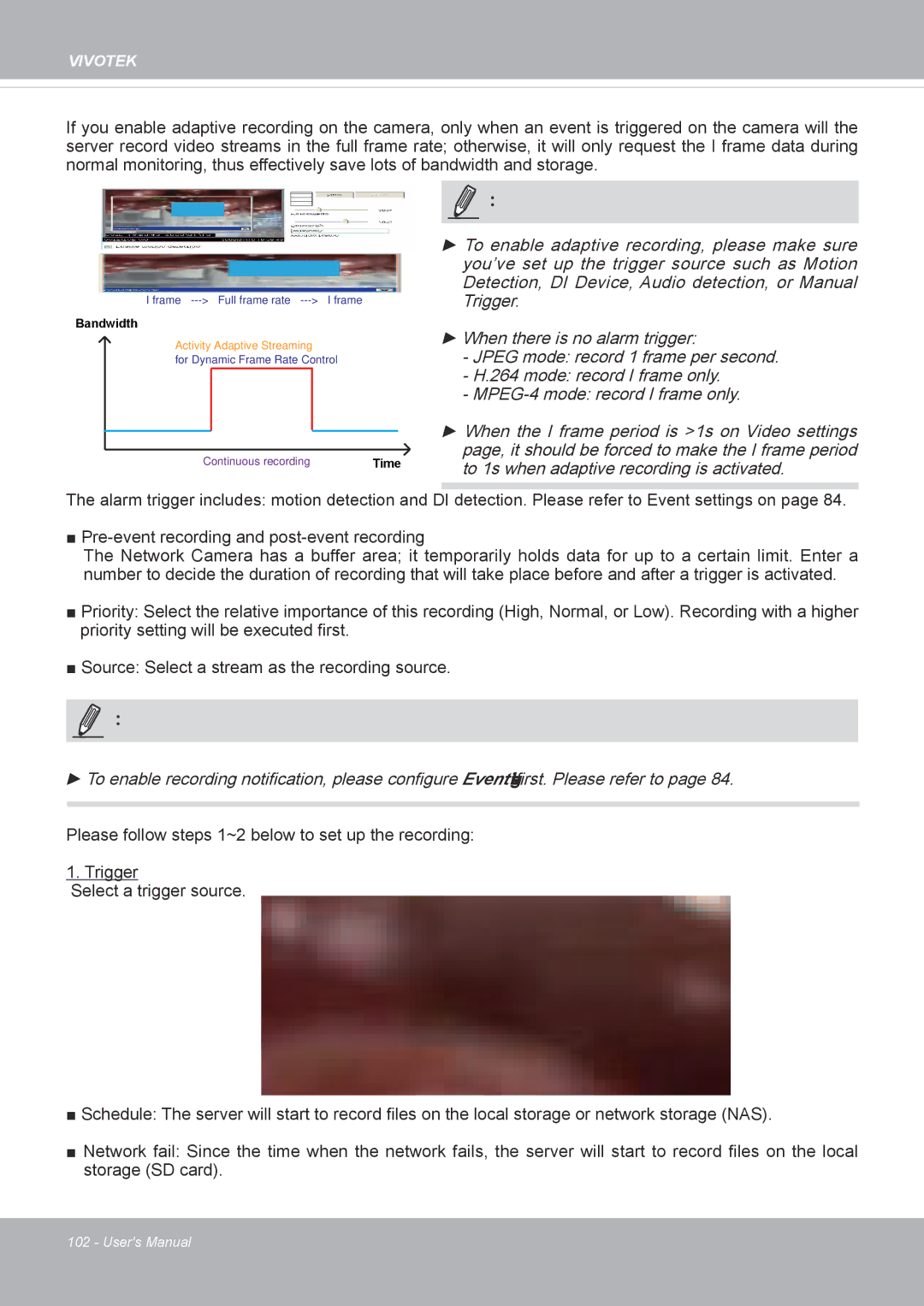 Vivotek PD8136 user manual Continuous recording 