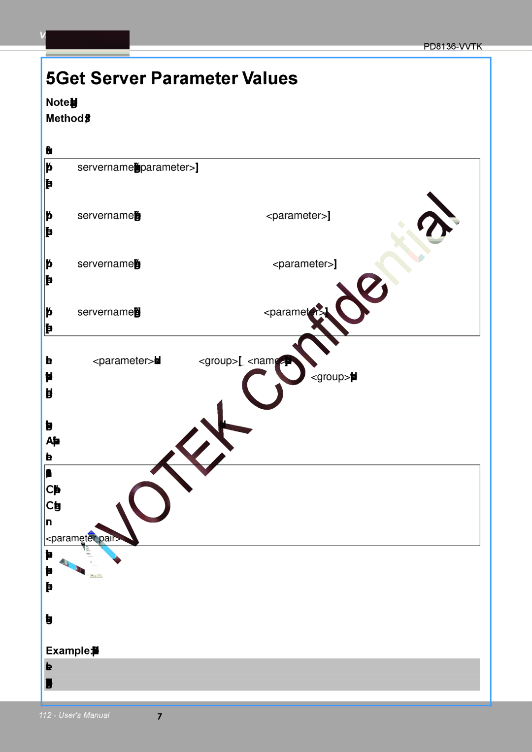 Vivotek PD8136 user manual Get Server Parameter Values 