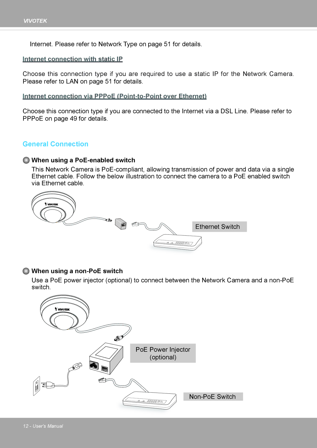 Vivotek PD8136 user manual General Connection 