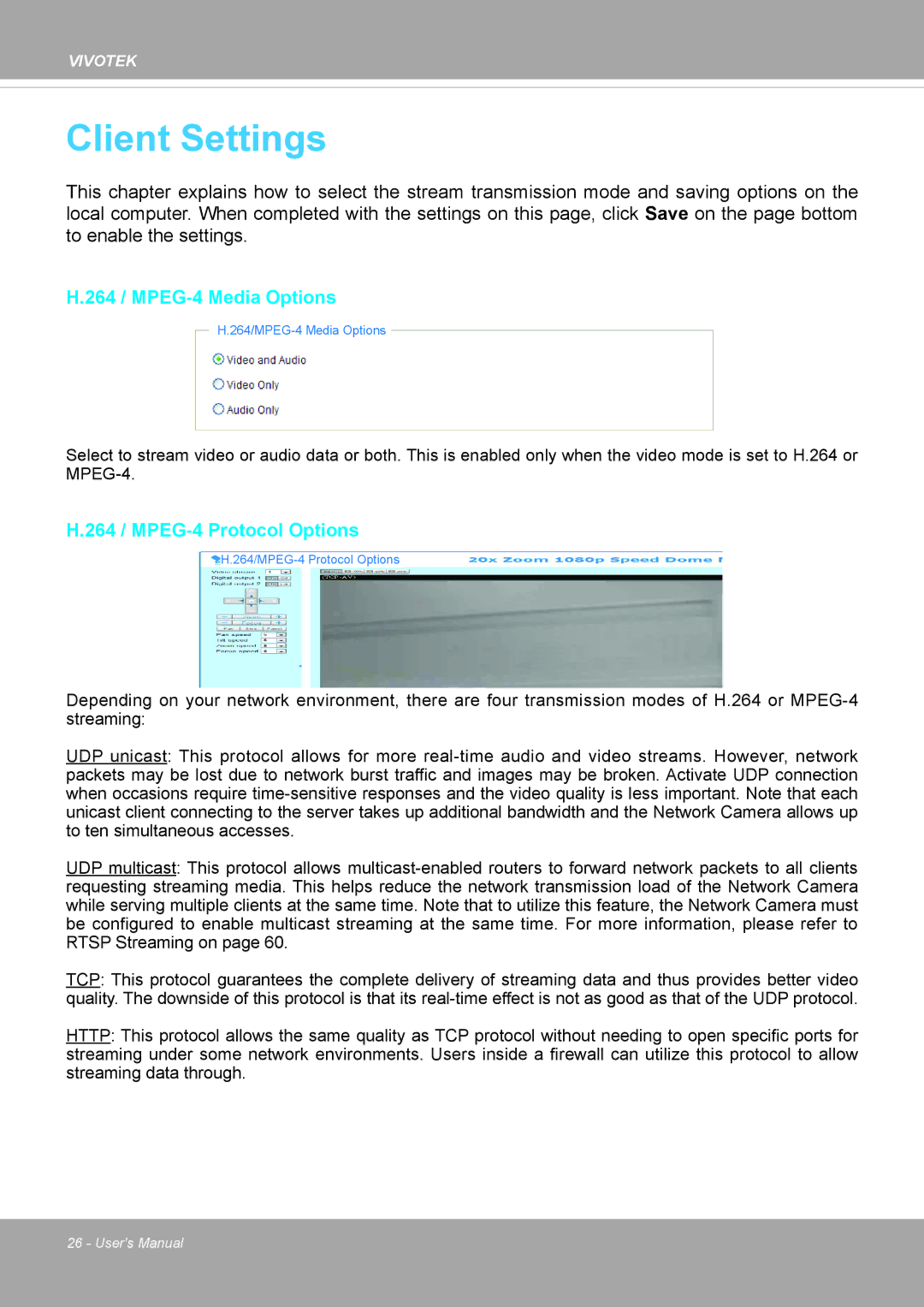 Vivotek PD8136 user manual Client Settings 