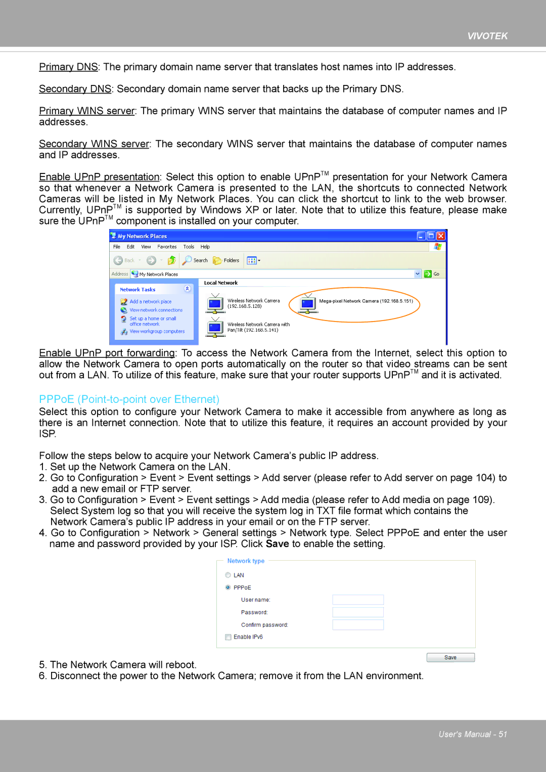 Vivotek PD8136 user manual PPPoE Point-to-point over Ethernet 