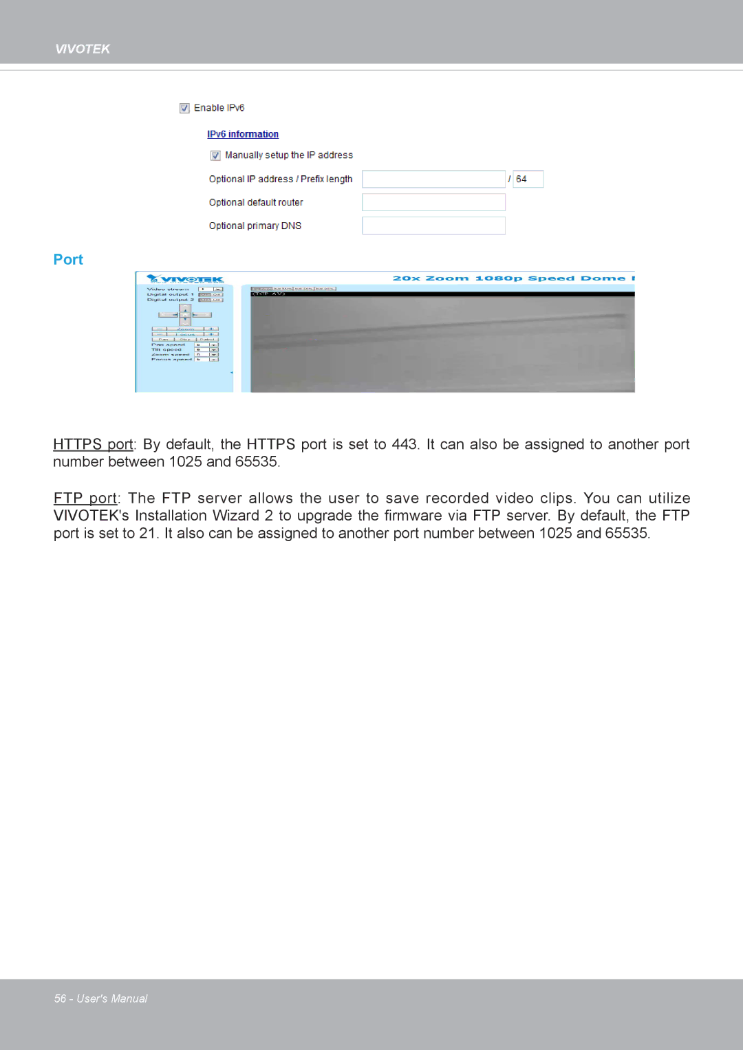 Vivotek PD8136 user manual Port 