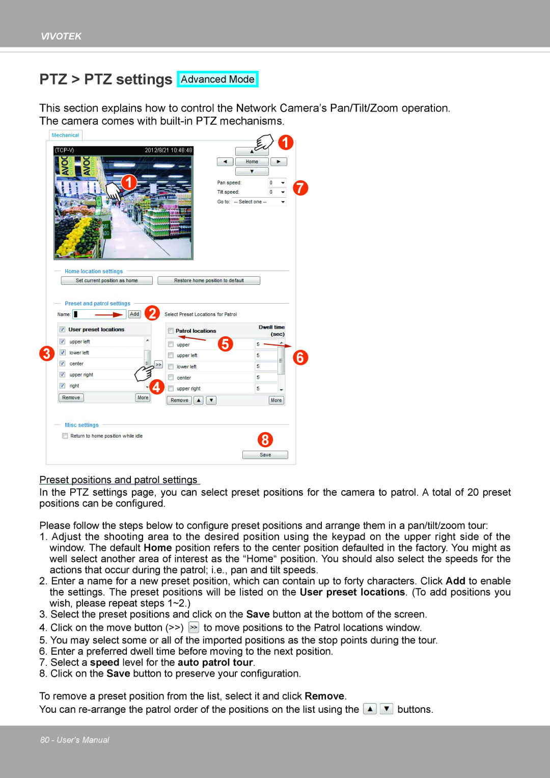 Vivotek PD8136 user manual PTZ PTZ settings 