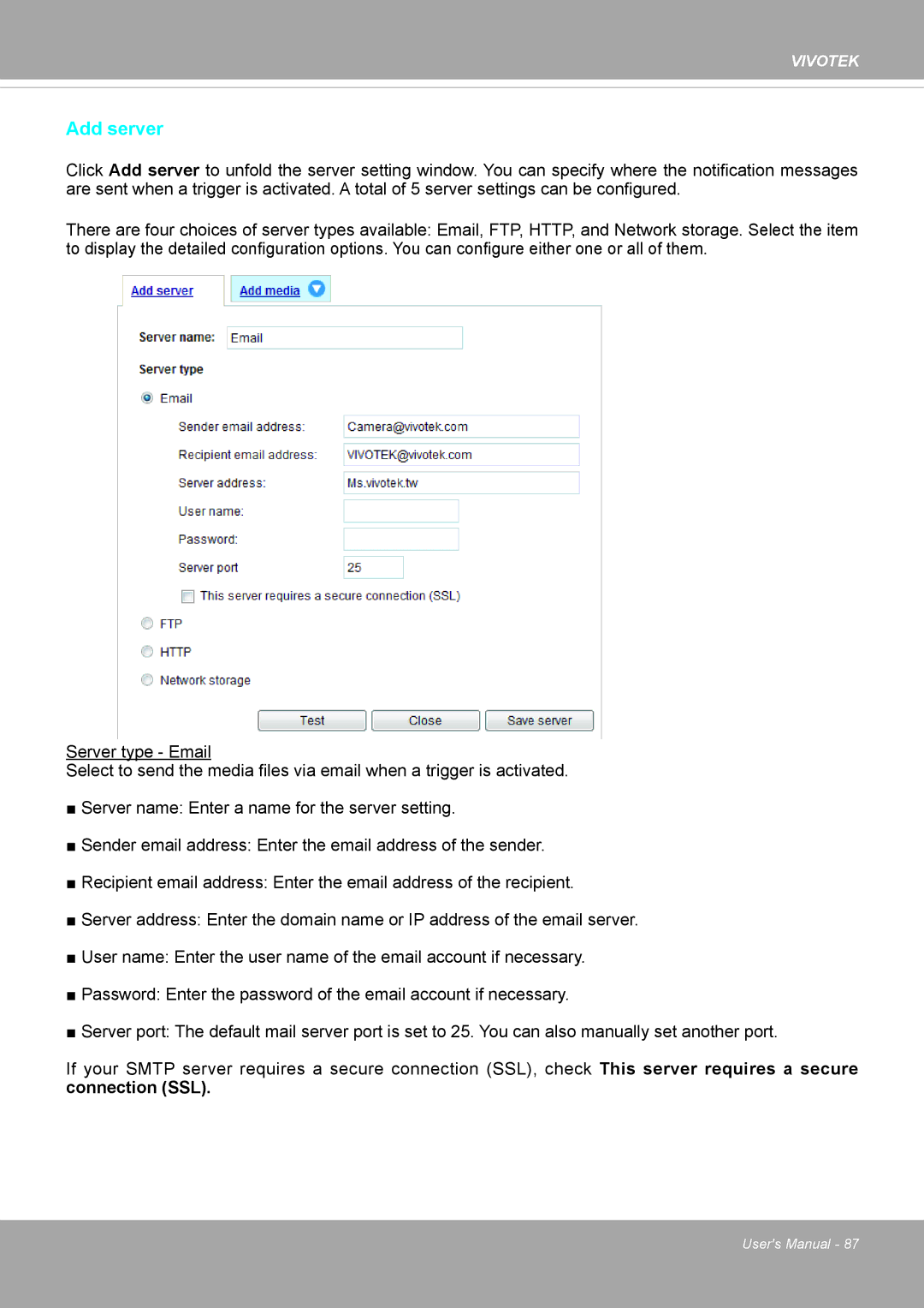 Vivotek PD8136 user manual Add server 