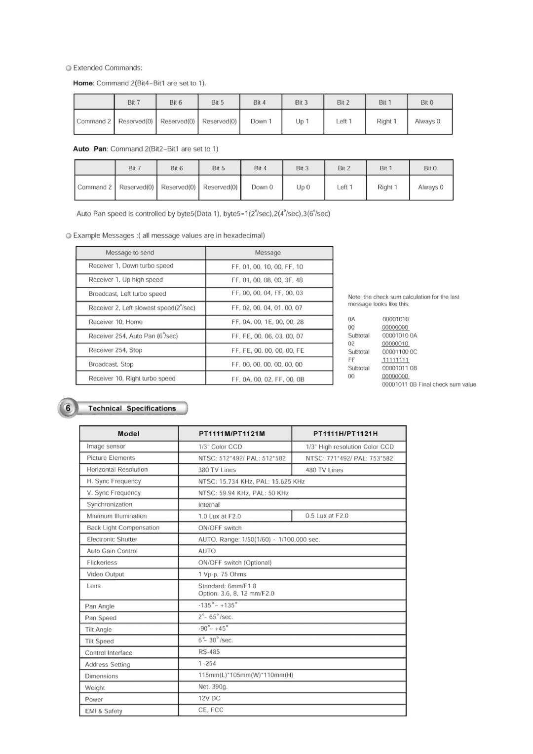 Vivotek PT1111M, PT1121H, PT1111H, PT1121M manual 