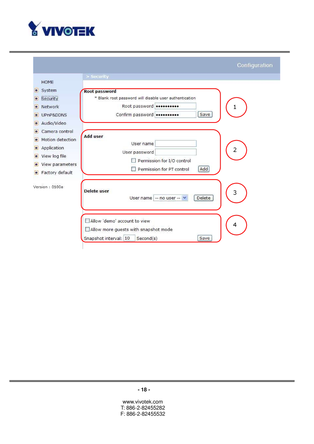 Vivotek PT3122 manual 886-2-82455282 886-2-82455532 