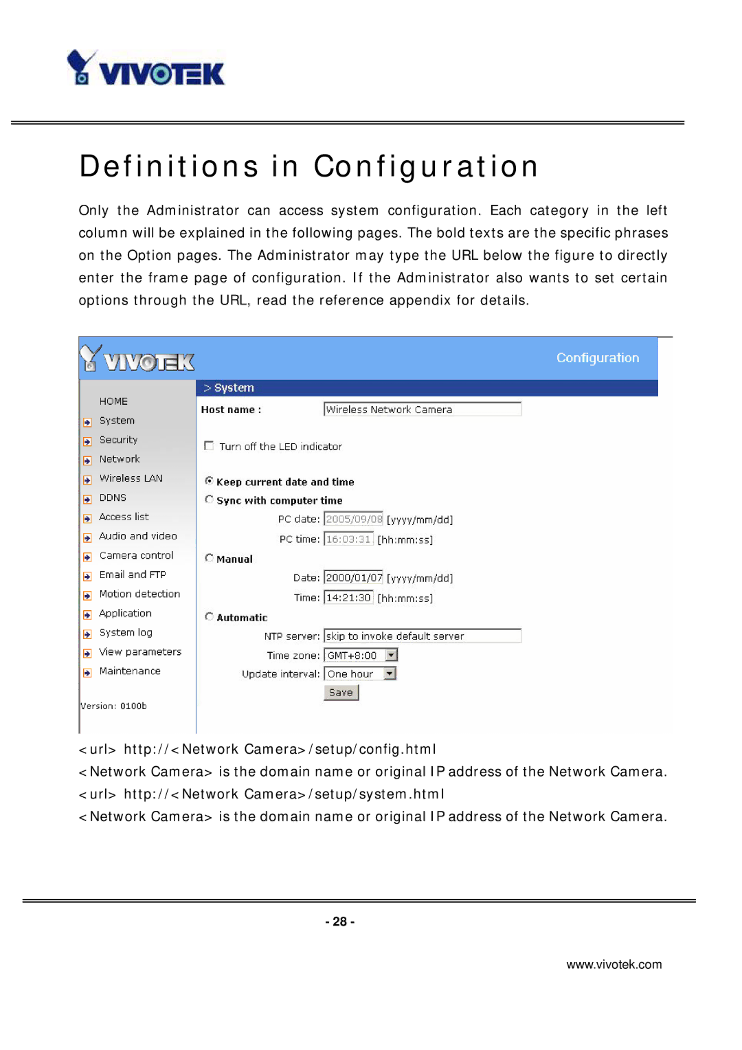 Vivotek PT7137 manual Definitions in Configuration 