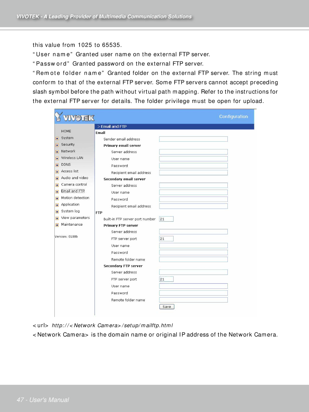 Vivotek PT71373GPP/ISMA manual This value from 1025 to 