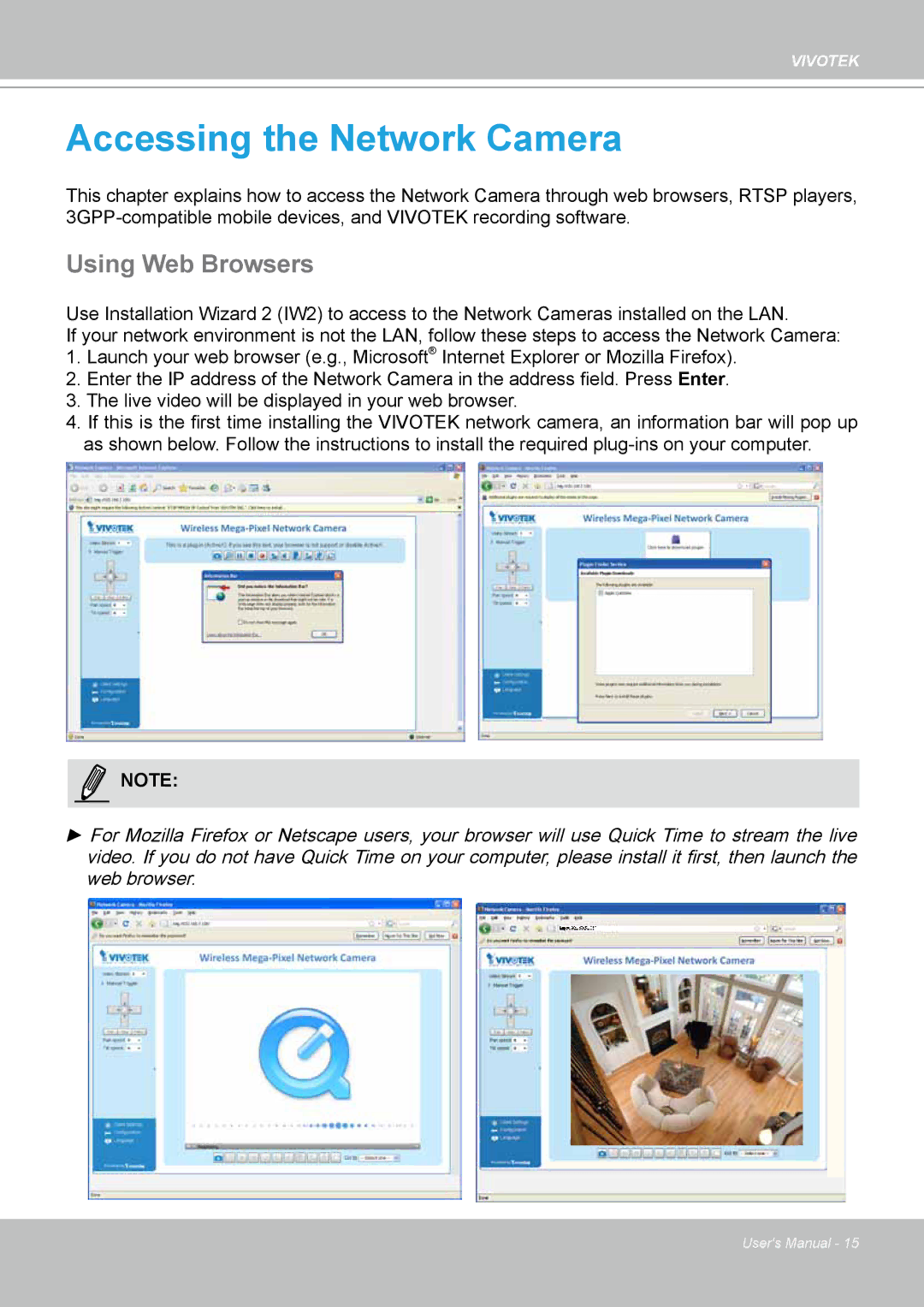 Vivotek PT8133 user manual Accessing the Network Camera, Using Web Browsers 