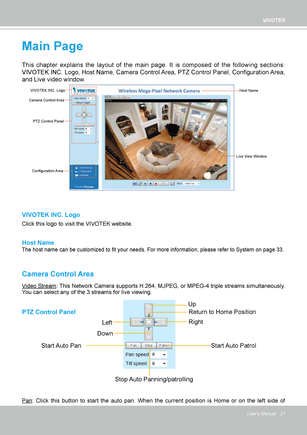 Vivotek PT8133 user manual Main 