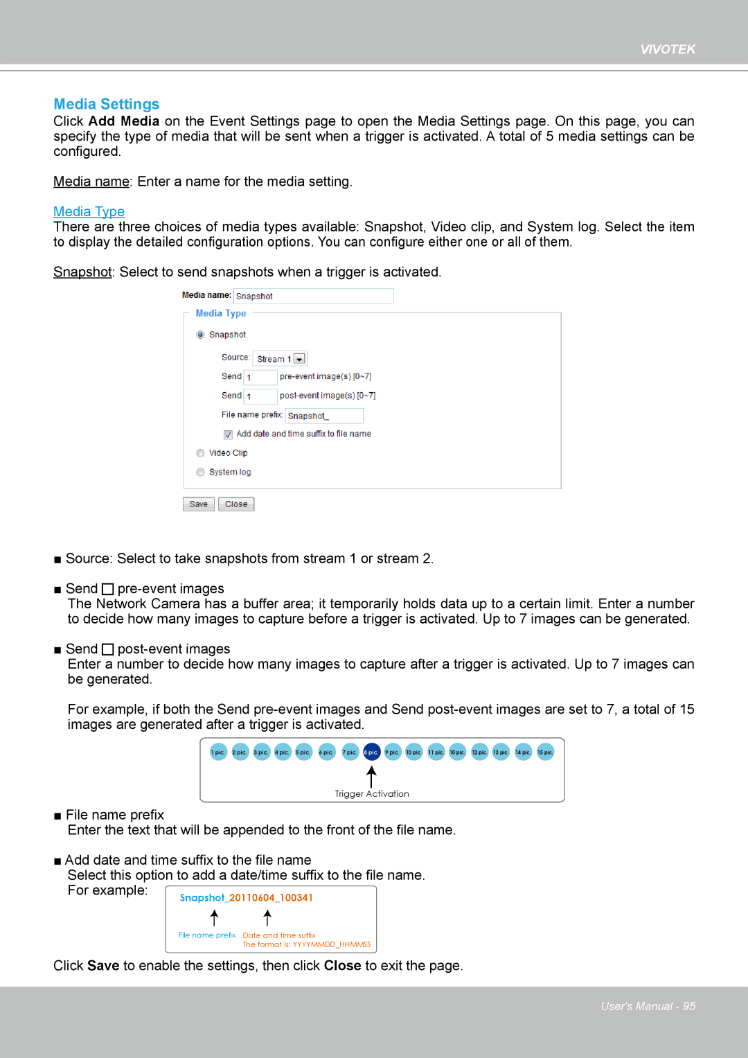 Vivotek PT8133 user manual Media Settings, Media Type 