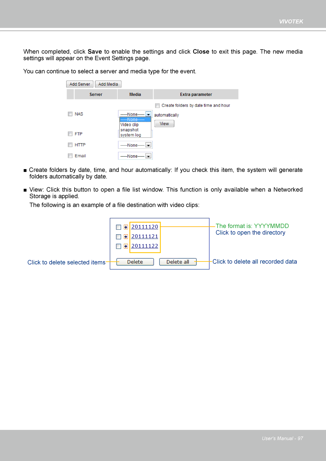 Vivotek PT8133 user manual Format is Yyyymmdd Click to open the directory 