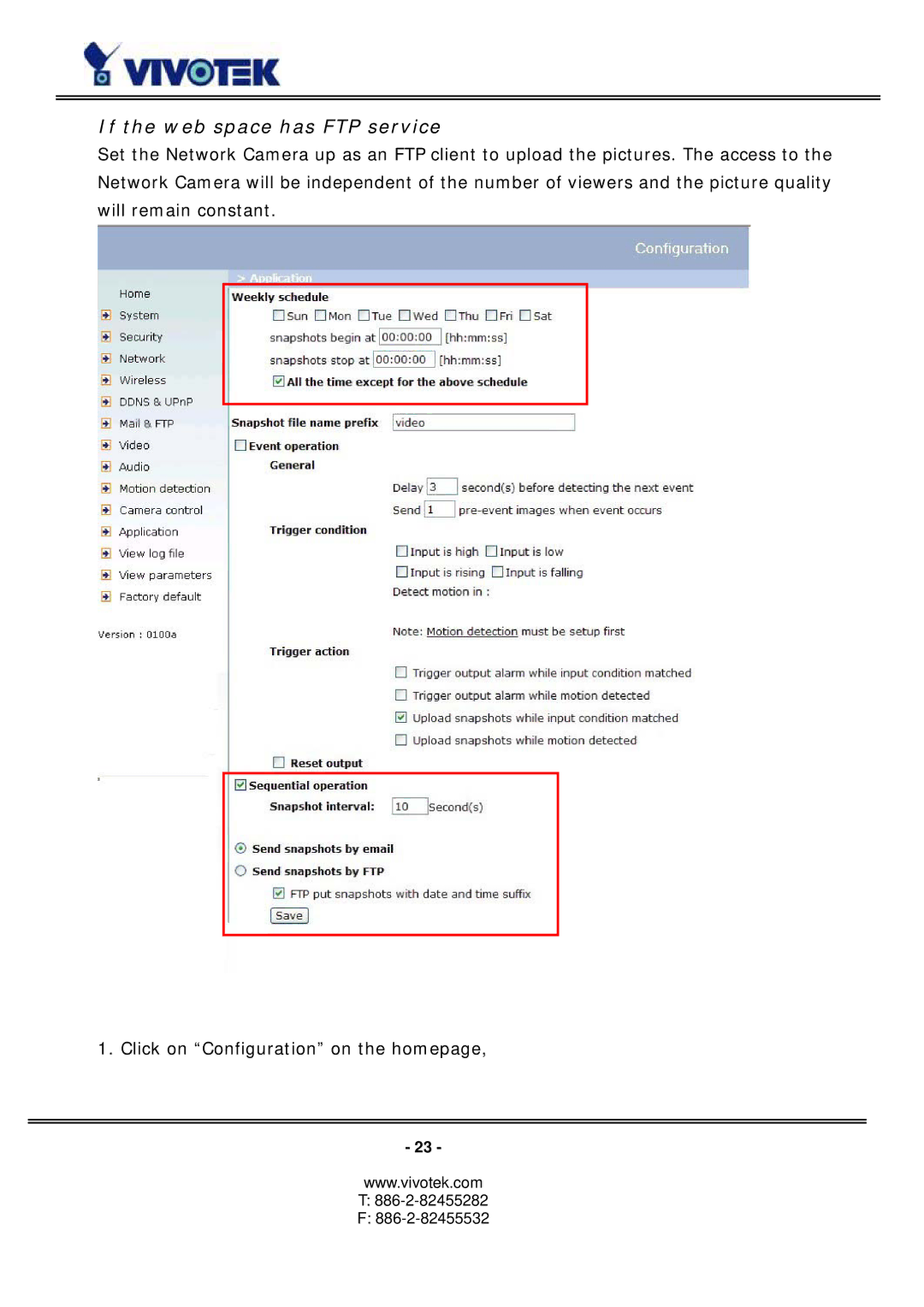 Vivotek PZ6114/PZ6124 manual If the web space has FTP service 