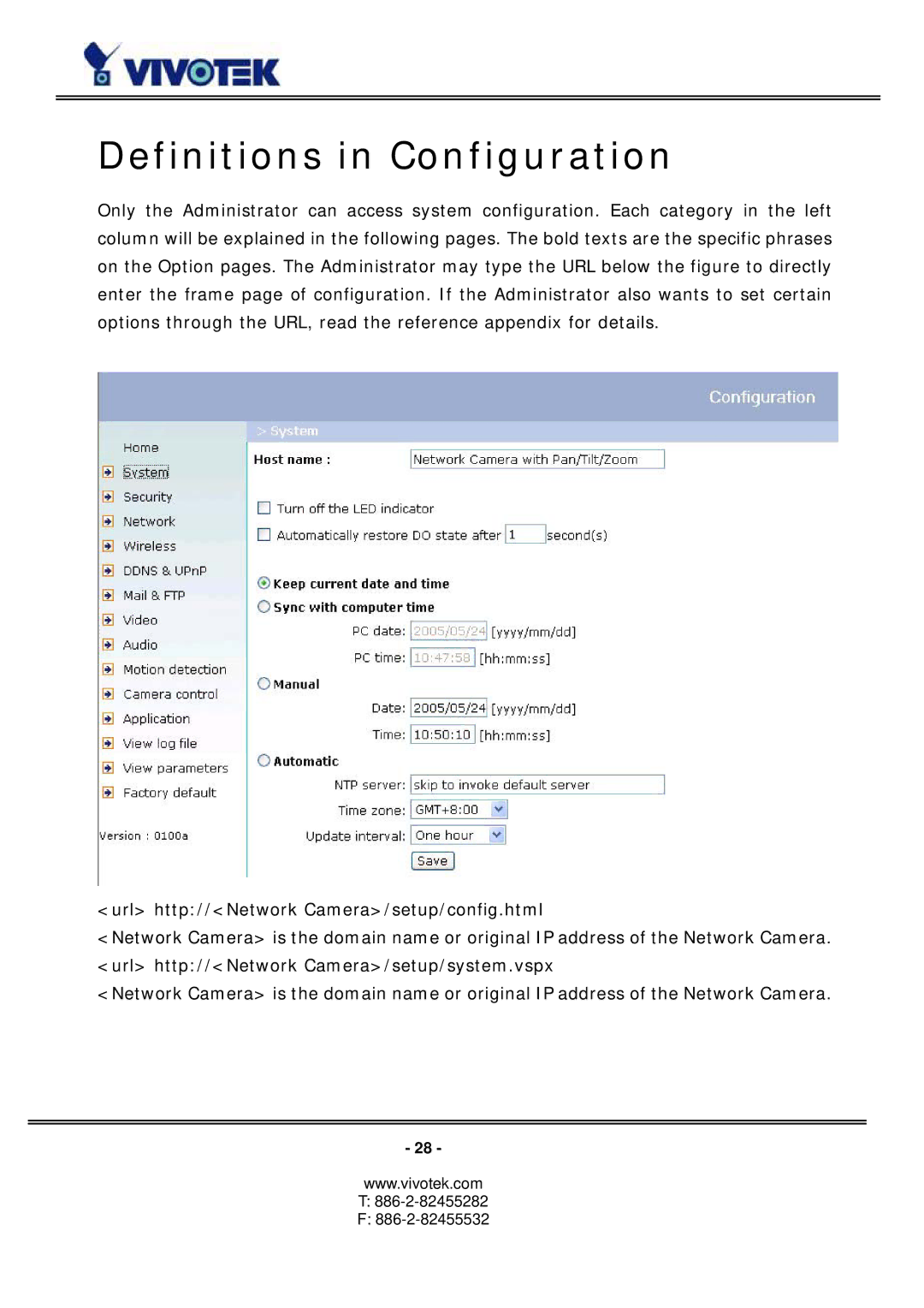 Vivotek PZ6114/PZ6124 manual Definitions in Configuration 