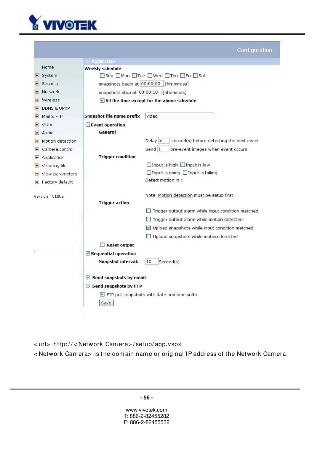 Vivotek PZ6114/PZ6124 manual 886-2-82455282 F 