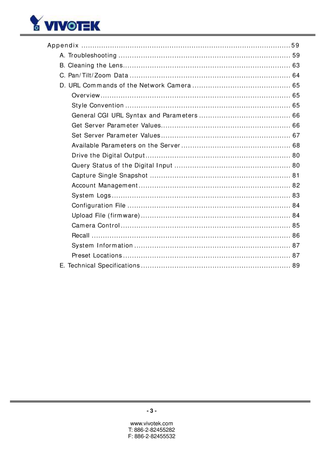 Vivotek PZ6114/PZ6124 manual Appendix 