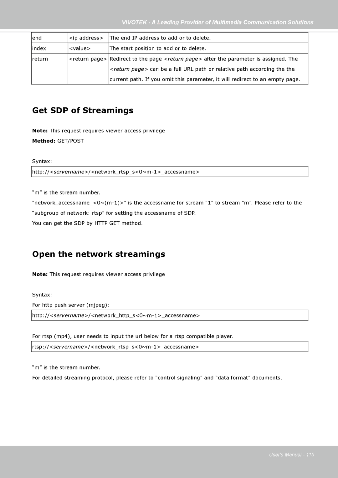 Vivotek PZ7122, PZ7112, PZ7121, PZ7111 manual Get SDP of Streamings, Open the network streamings 