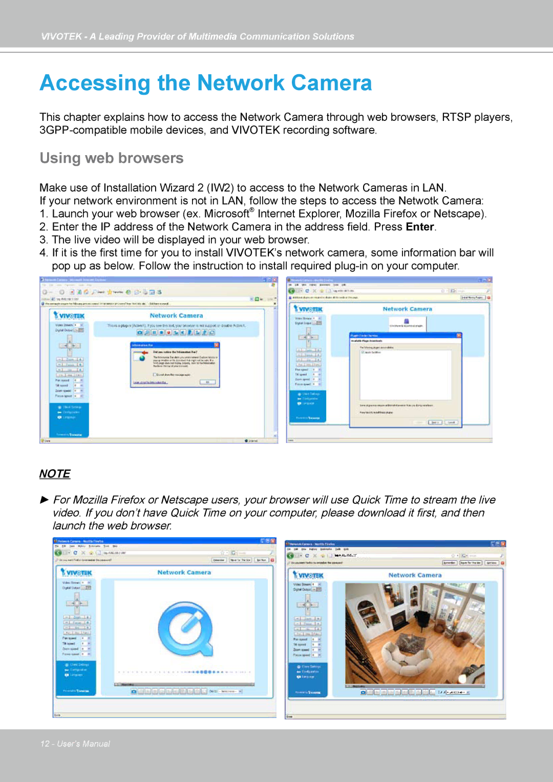 Vivotek PZ7112, PZ7121, PZ7111, PZ7122 manual Accessing the Network Camera, Using web browsers 