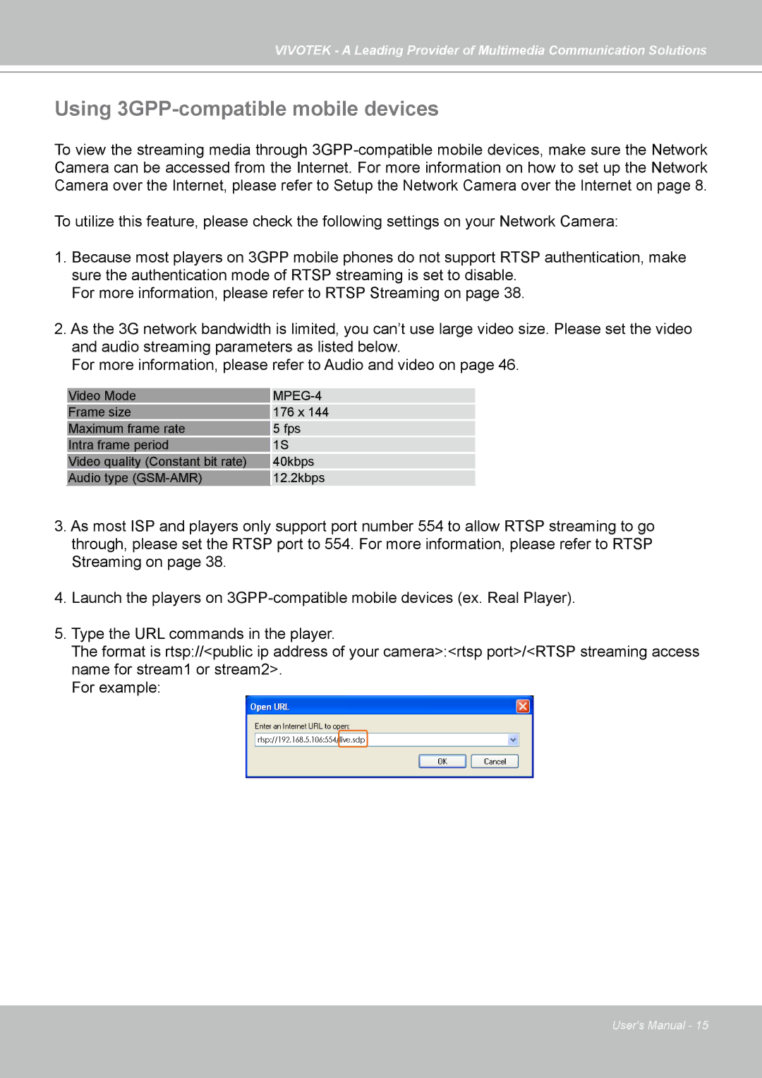 Vivotek PZ7122, PZ7112, PZ7121, PZ7111 manual Using 3GPP-compatible mobile devices, MPEG-4 