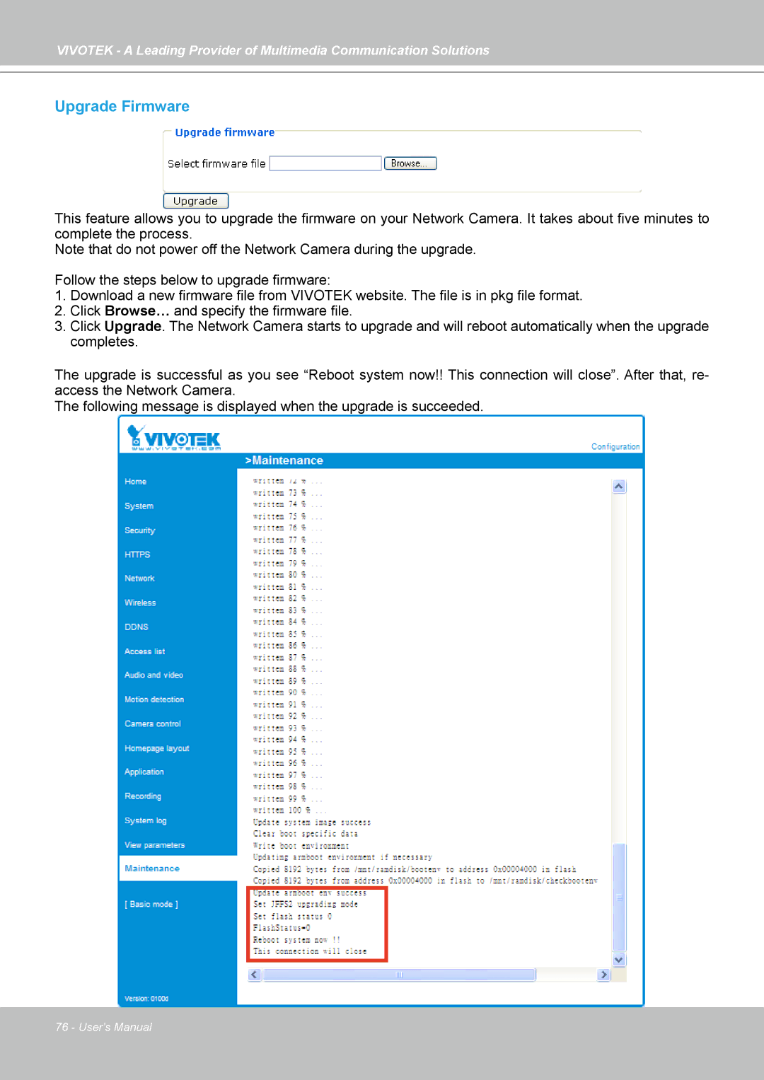 Vivotek PZ7112, PZ7121, PZ7111, PZ7122 manual Upgrade Firmware 