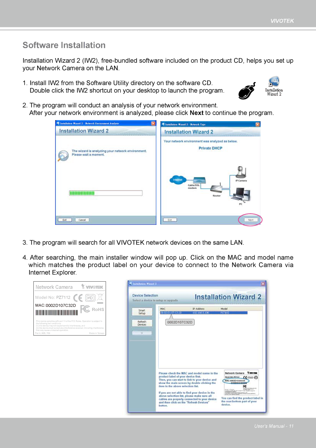 Vivotek PZ7112 manual Software Installation 