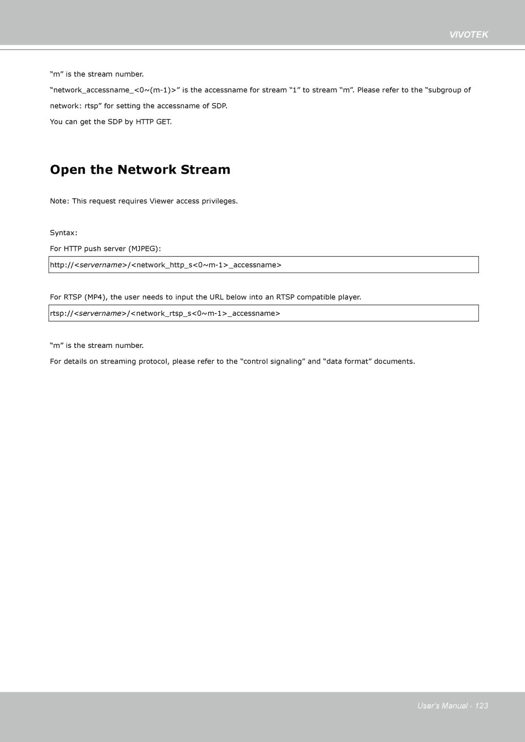 Vivotek PZ7112 manual Open the Network Stream 