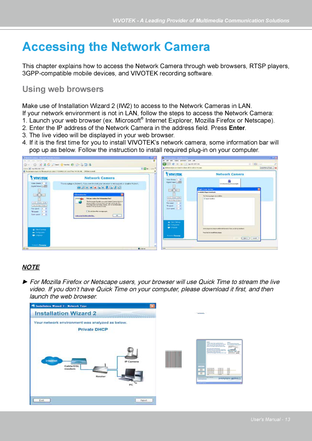 Vivotek PZ7131, PZ7132 manual Accessing the Network Camera, Using web browsers 