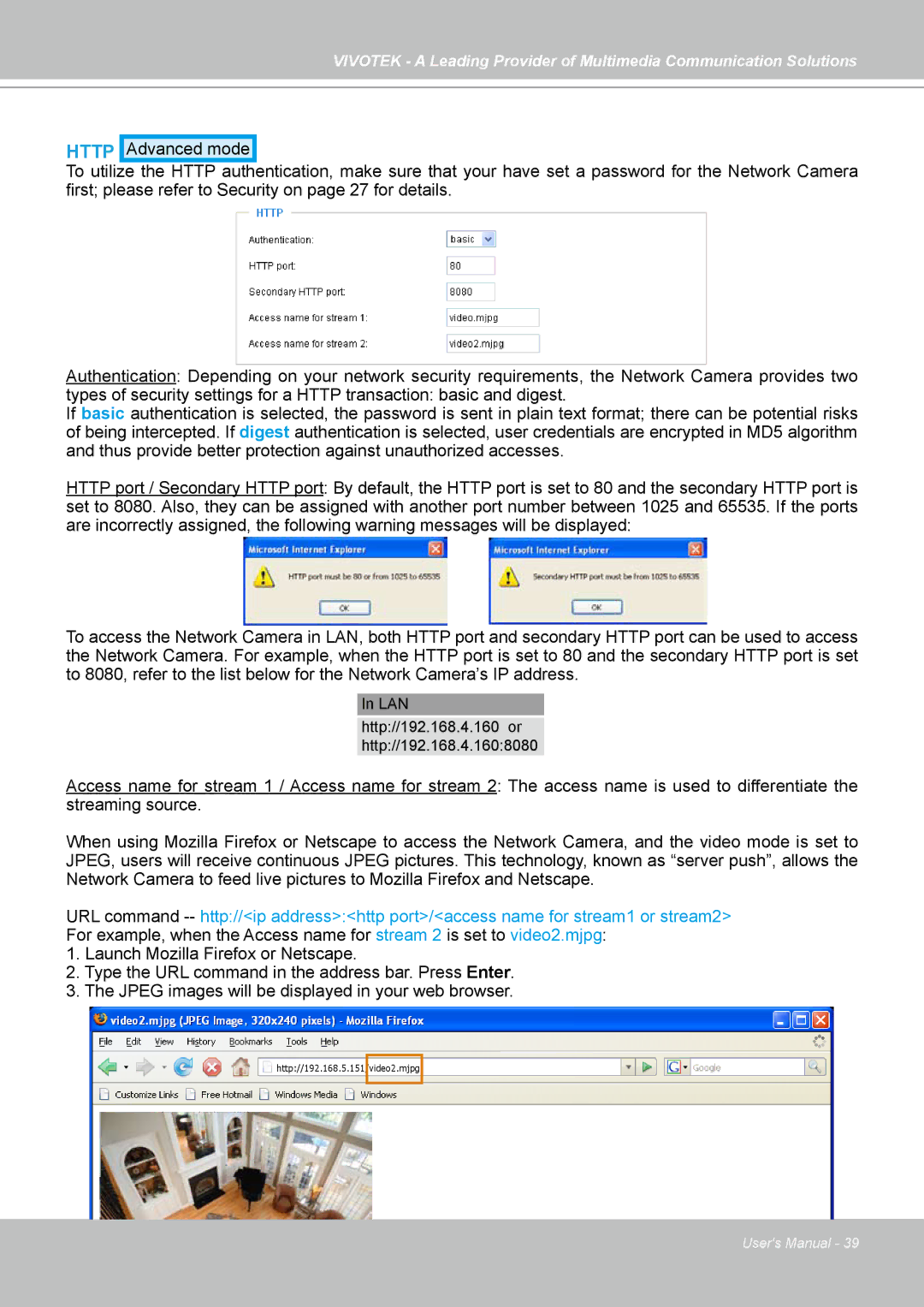 Vivotek PZ7131, PZ7132 manual LAN Http//192.168.4.160 or Http//192.168.4.1608080 