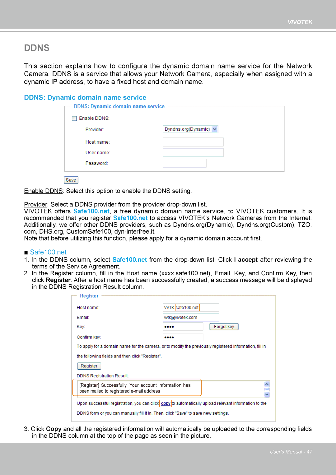 Vivotek PZ7132 manual Ddns Dynamic domain name service 