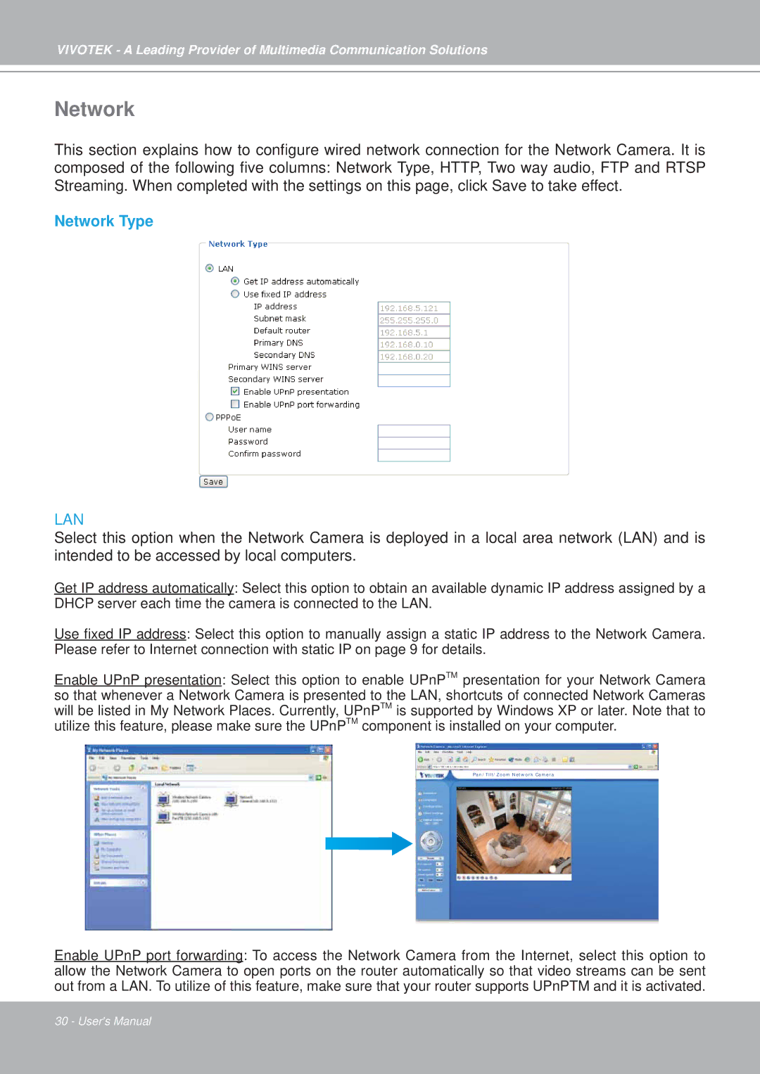 Vivotek PZ7152, PZ7151 manual Network Type 