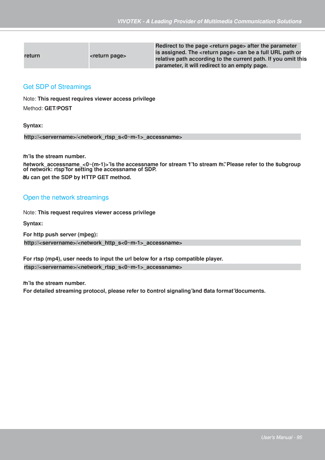 Vivotek PZ7151, PZ7152 manual Get SDP of Streamings, Open the network streamings 