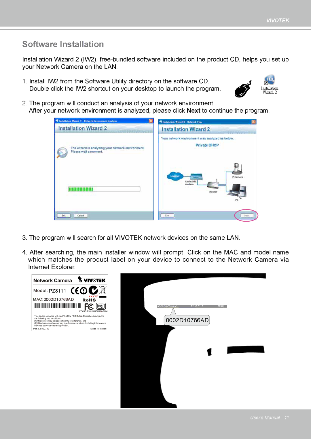 Vivotek PZ8111 manual Software Installation 