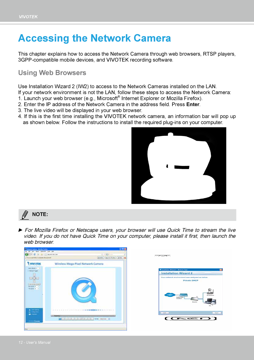 Vivotek PZ8111 manual Accessing the Network Camera, Using Web Browsers 