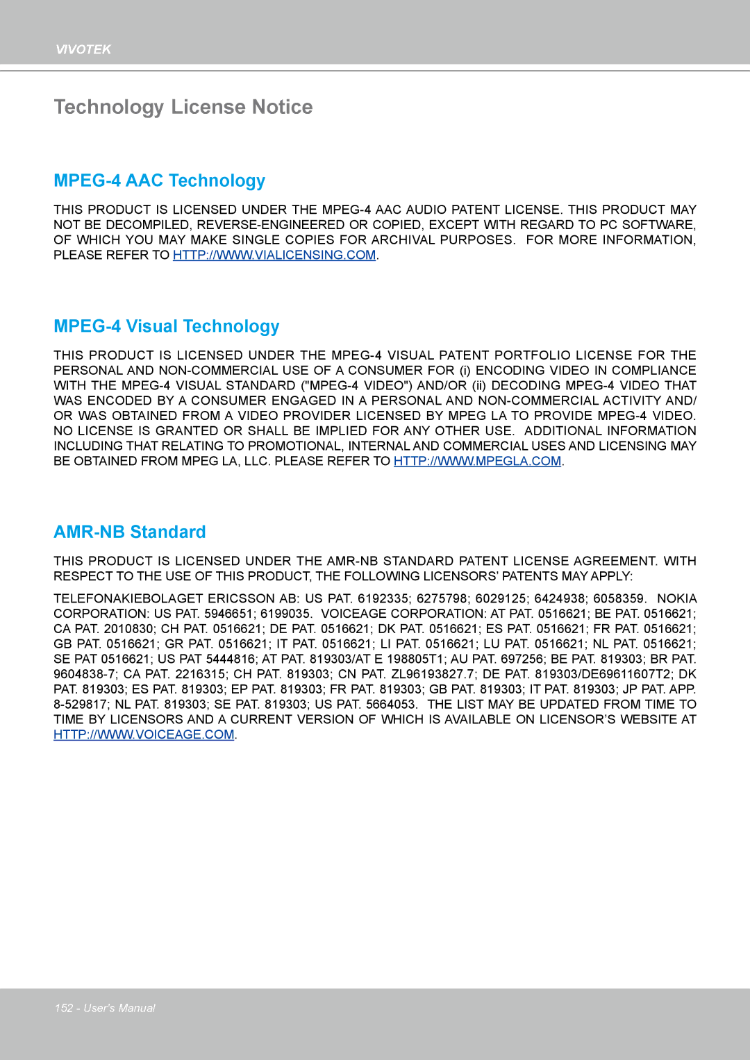 Vivotek PZ8111 manual Technology License Notice 