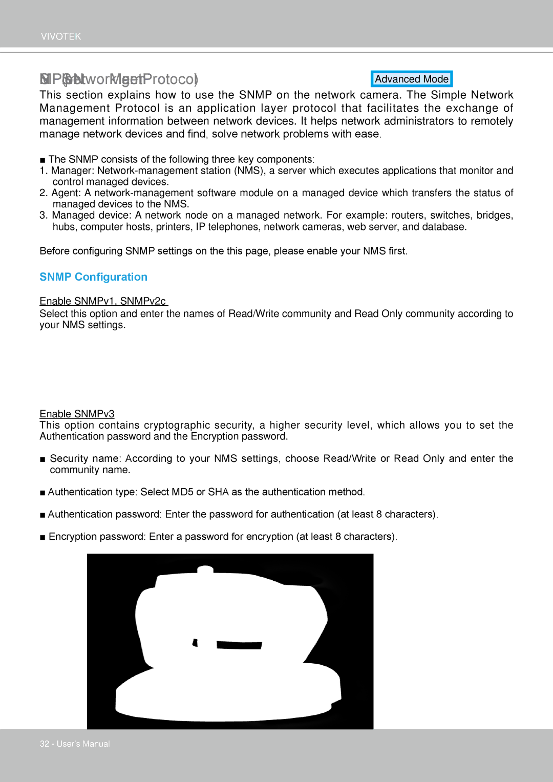 Vivotek PZ8111 manual Snmp Simple Network Management Protocol, Snmp Configuration 