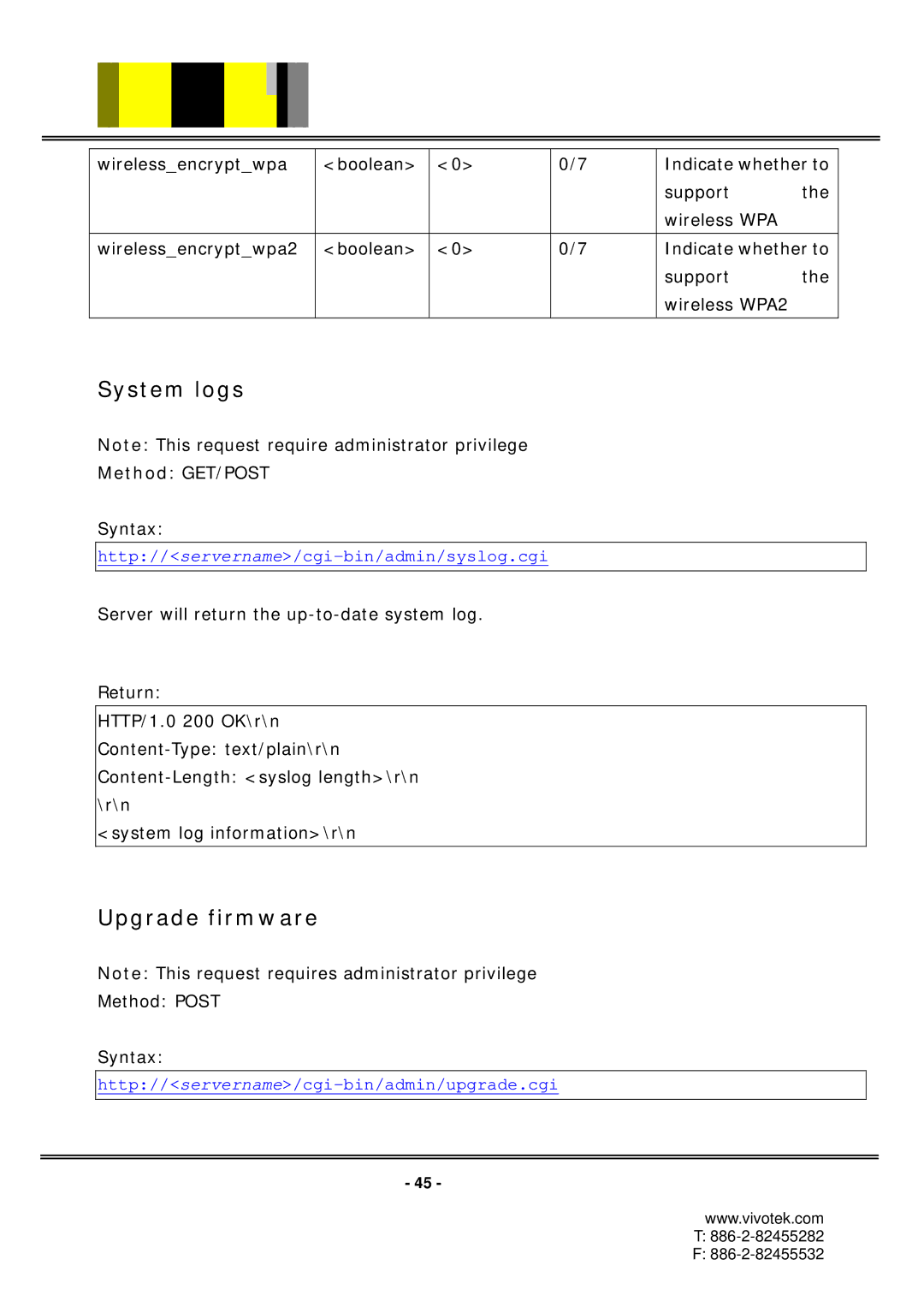 Vivotek RX7101 manual System logs, Upgrade firmware 