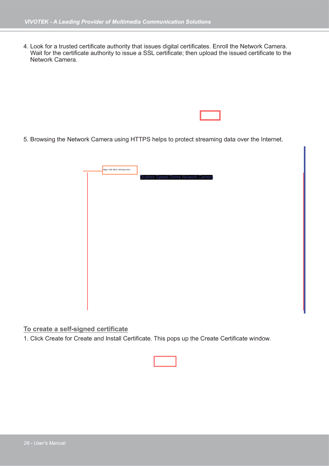 Vivotek SD7151 manual To create a self-signed certificate 