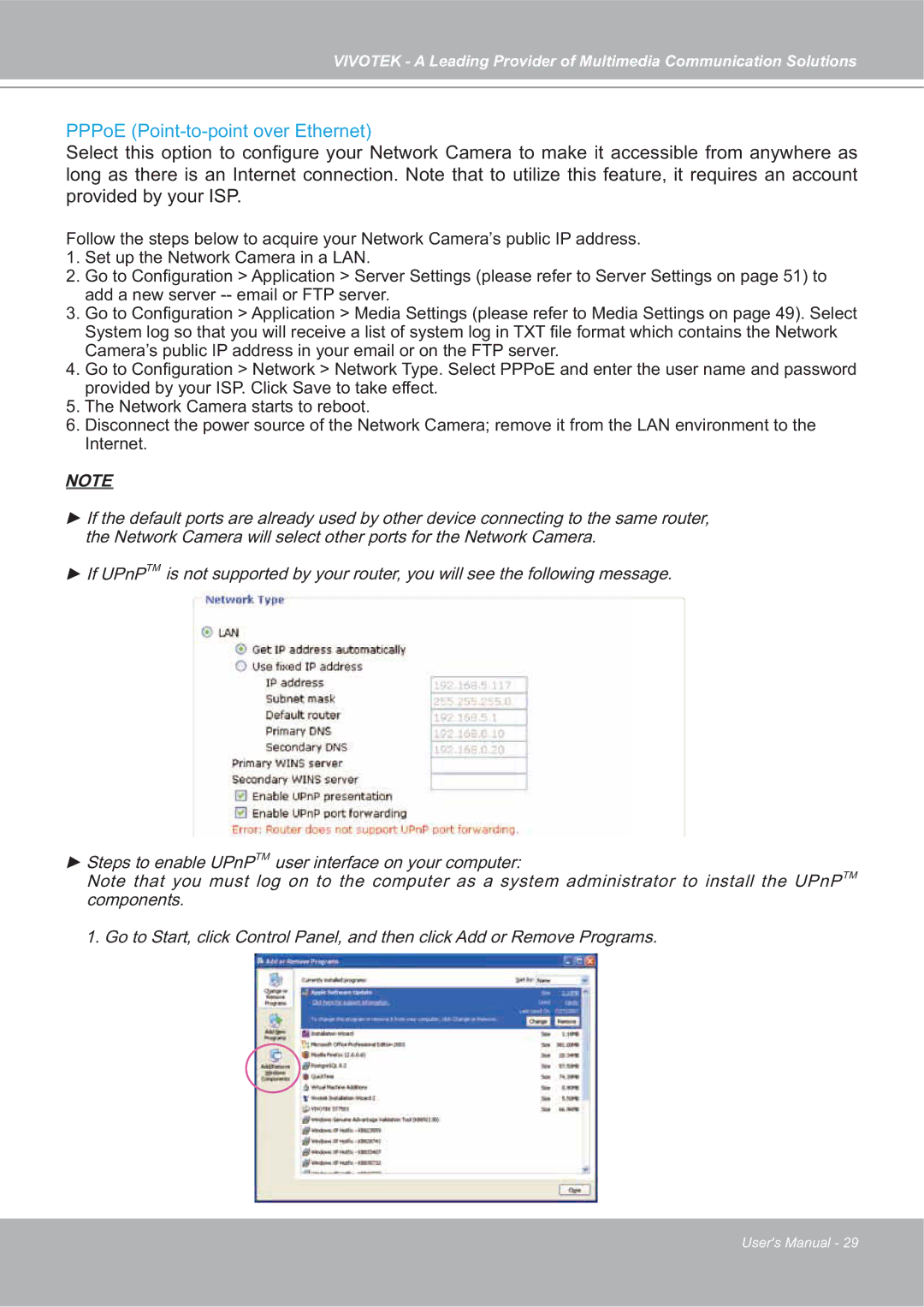 Vivotek SD7151 manual PPPoE Point-to-point over Ethernet 