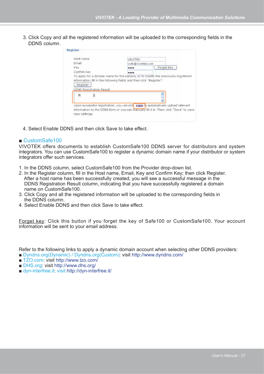 Vivotek SD7151 manual CustomSafe100 