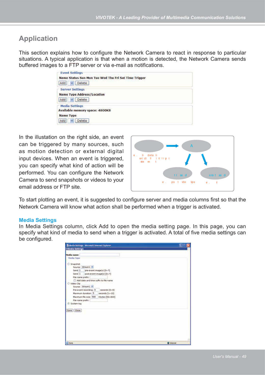 Vivotek SD7151 manual Application, Media Settings 