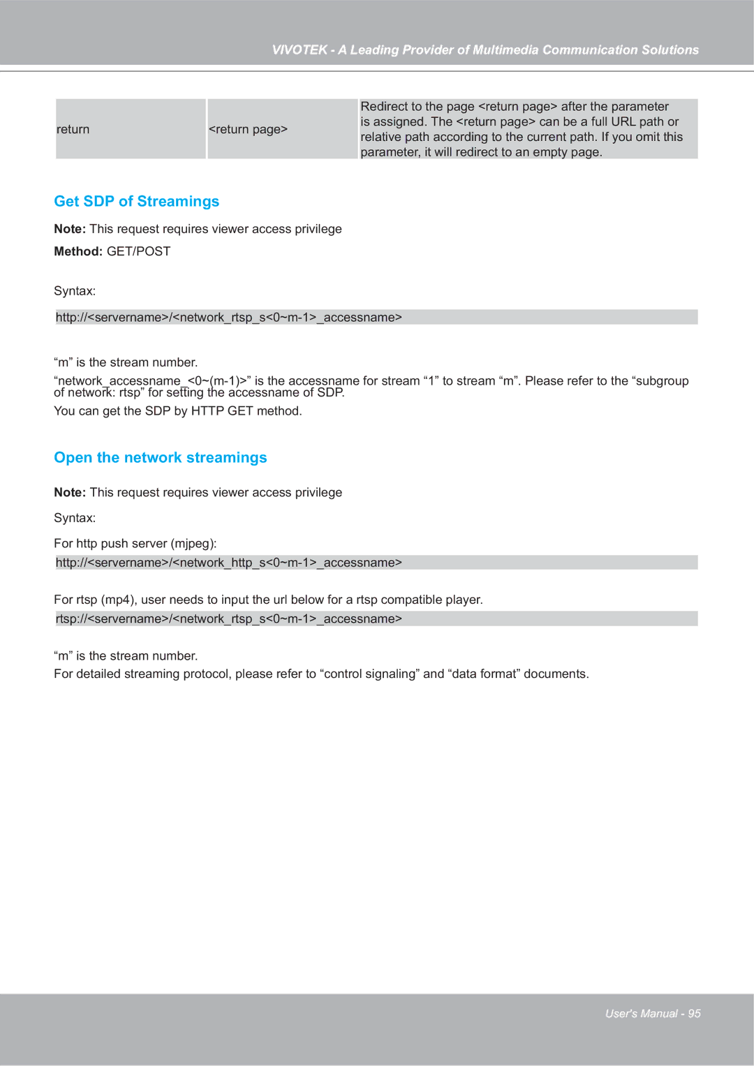 Vivotek SD7151 manual Get SDP of Streamings, Open the network streamings 