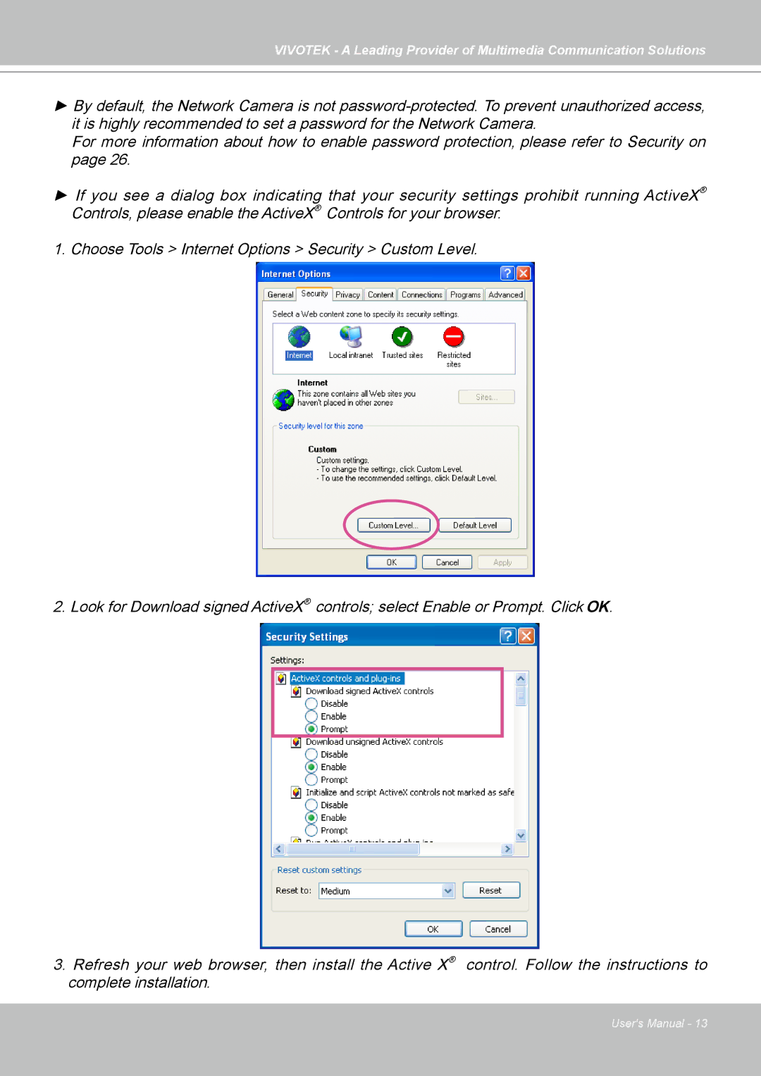 Vivotek SD7313 manual 