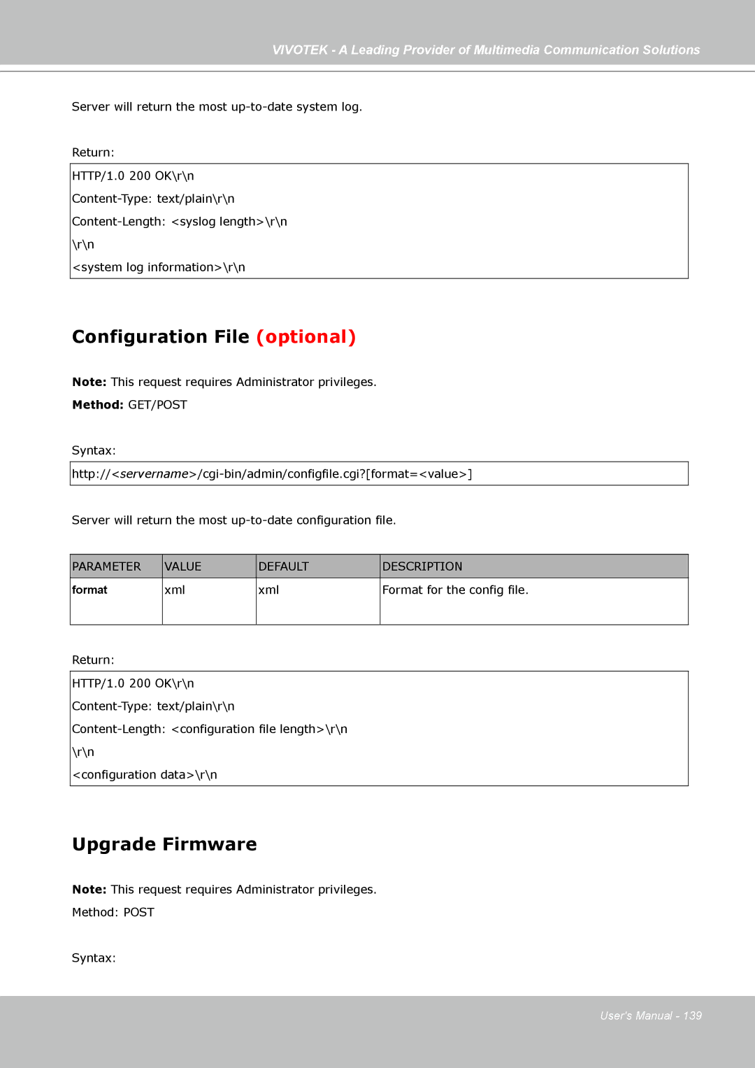 Vivotek SD7313 manual Configuration File optional, Upgrade Firmware 