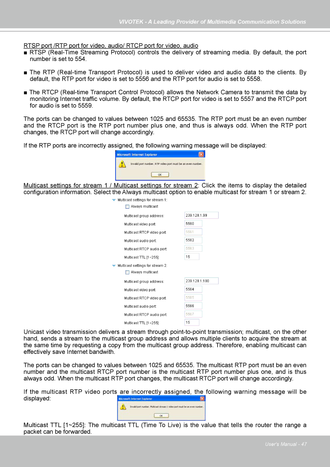 Vivotek SD7313 manual 