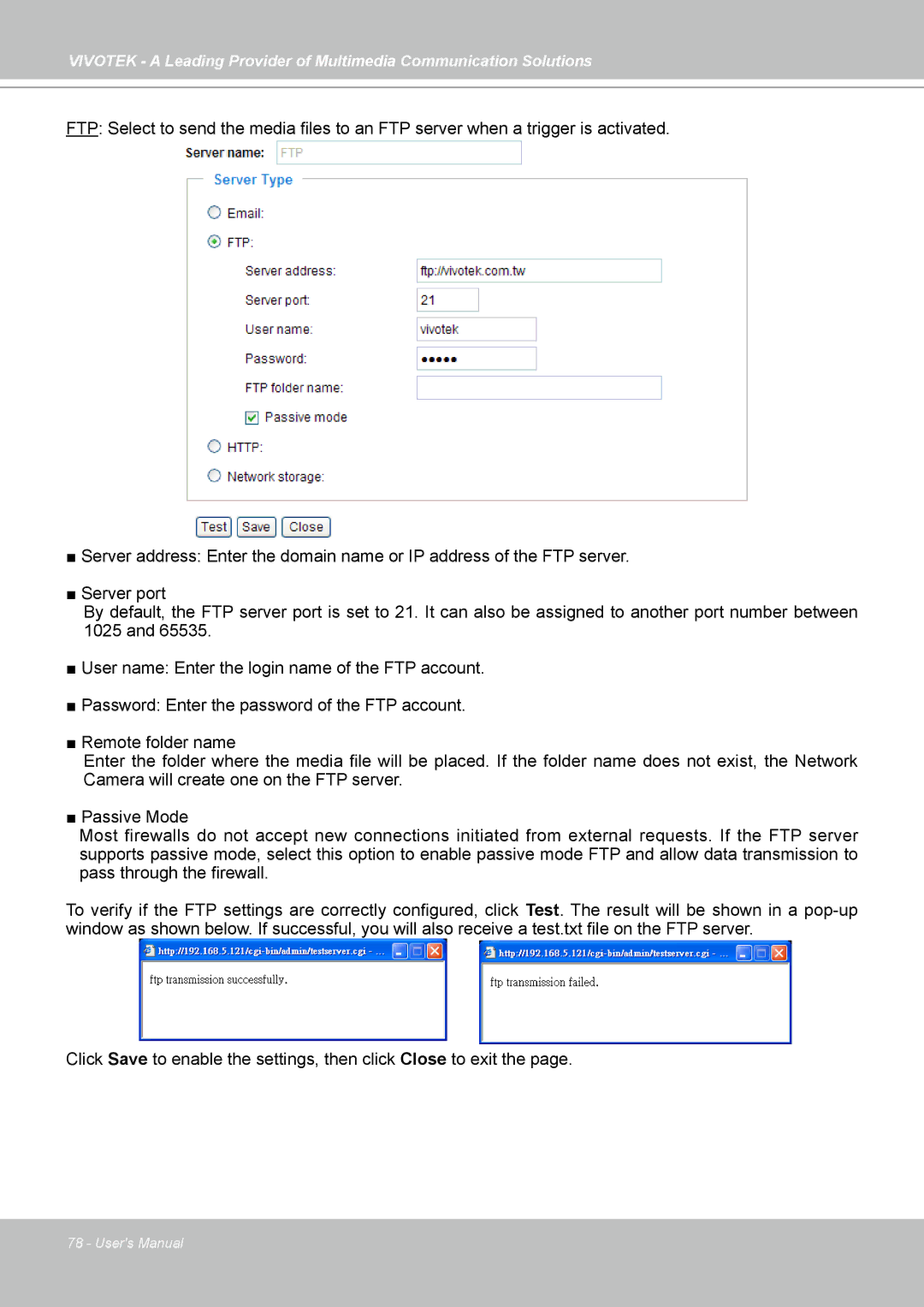 Vivotek SD7313 manual 