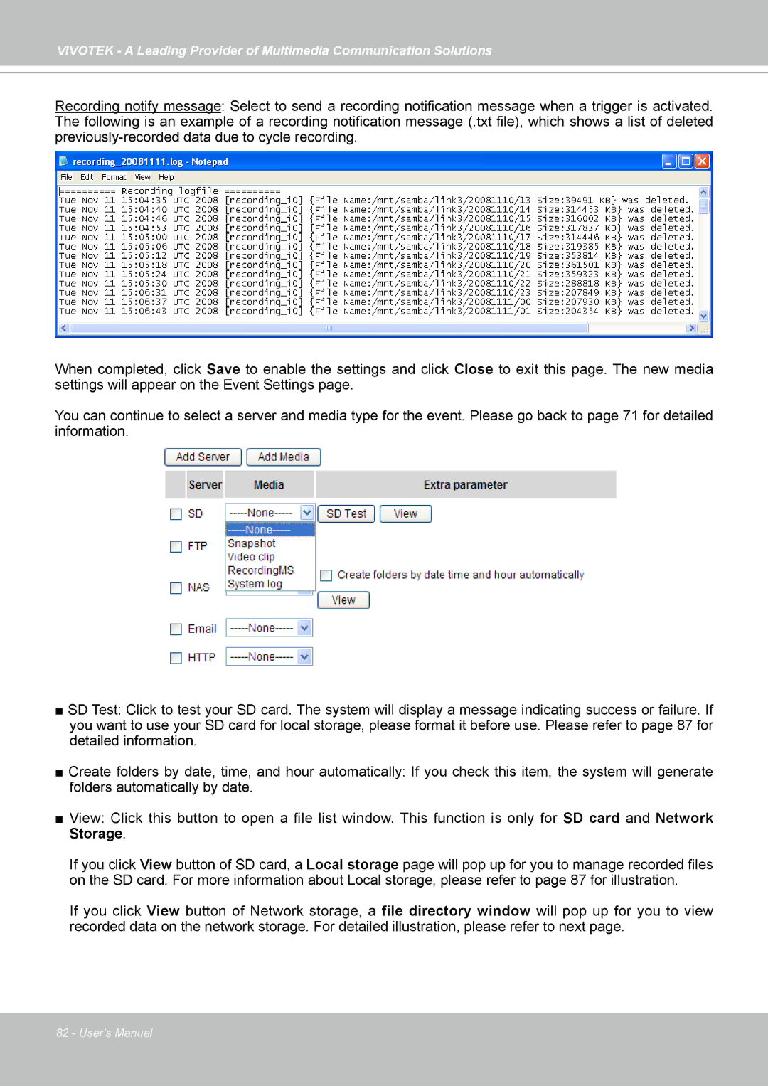 Vivotek SD7313 manual 