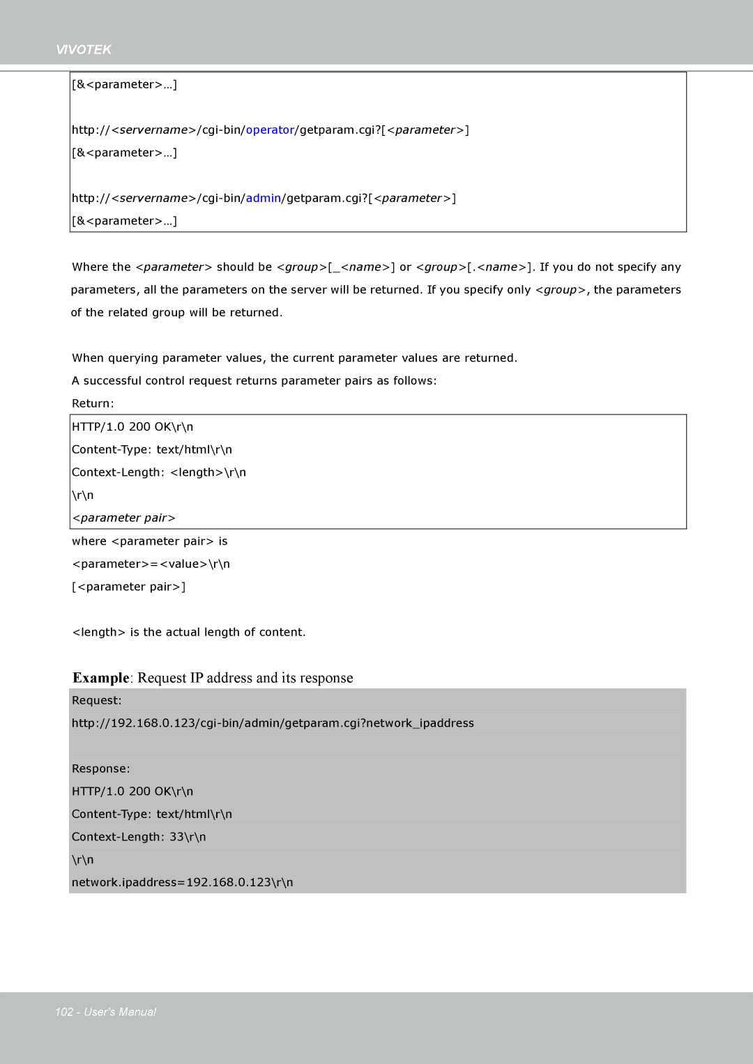 Vivotek SD8111 manual Example Request IP address and its response 